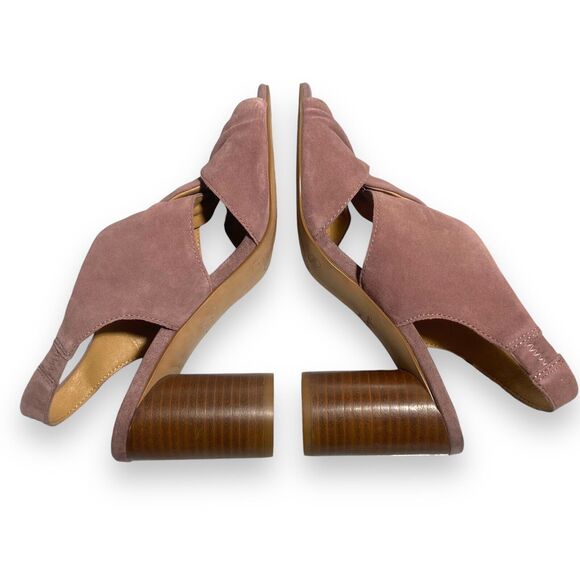 Crown Vintage Women's Poudre Pink Suede Heeled Open Toe Sandals Size 7 M /37.5 - Picture 11 of 14